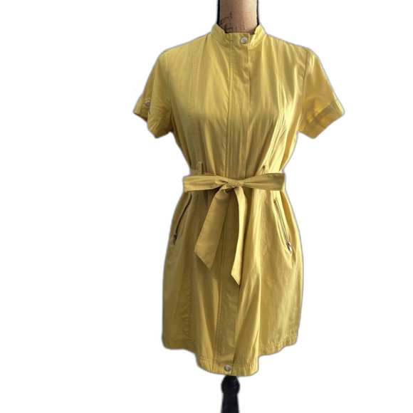 Carolina Williamson Sunshine Yellow Belted Mini Dress Cheerful Spring Size Large - Picture 1 of 6